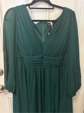 Ever Pretty Elegant Green V-Neck Long Sleeve Dress NWT size 16 plus size 0x